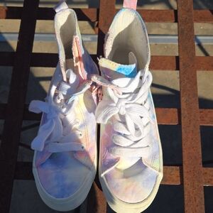 Pastel Tie-Dye Kids High-Top Sneakers